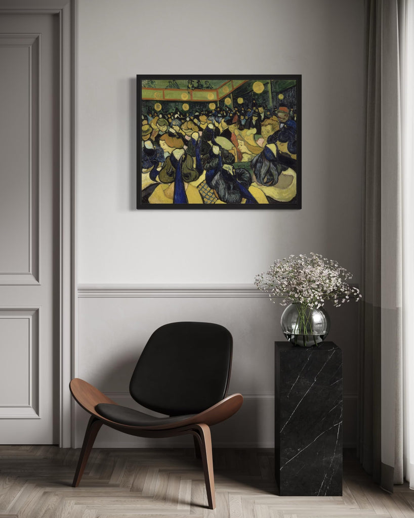 The Dance Hall In Arles (1888) by Van Gogh Black Framed Wall Art Print Poster, Vintage Landscape Painting Wall Art