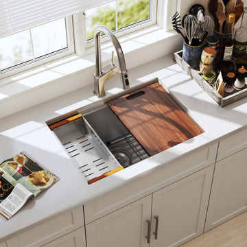 23 Inch Workstation Undermount Handmade Single Bowl Kitchen Sink