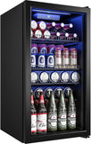 Beverage Refrigerator Cooler-130 Cans Freestanding Mini Fridge Cooler with Glass