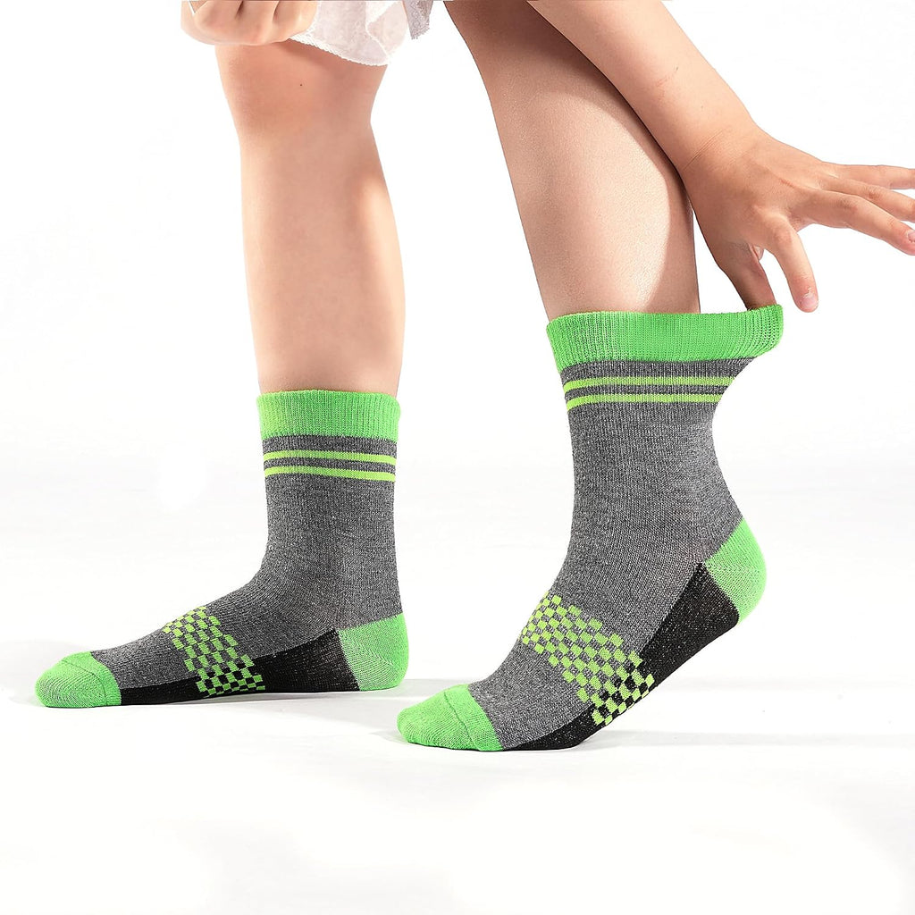 12 Pairs Boys Crew Socks, Kids Athletic School Socks