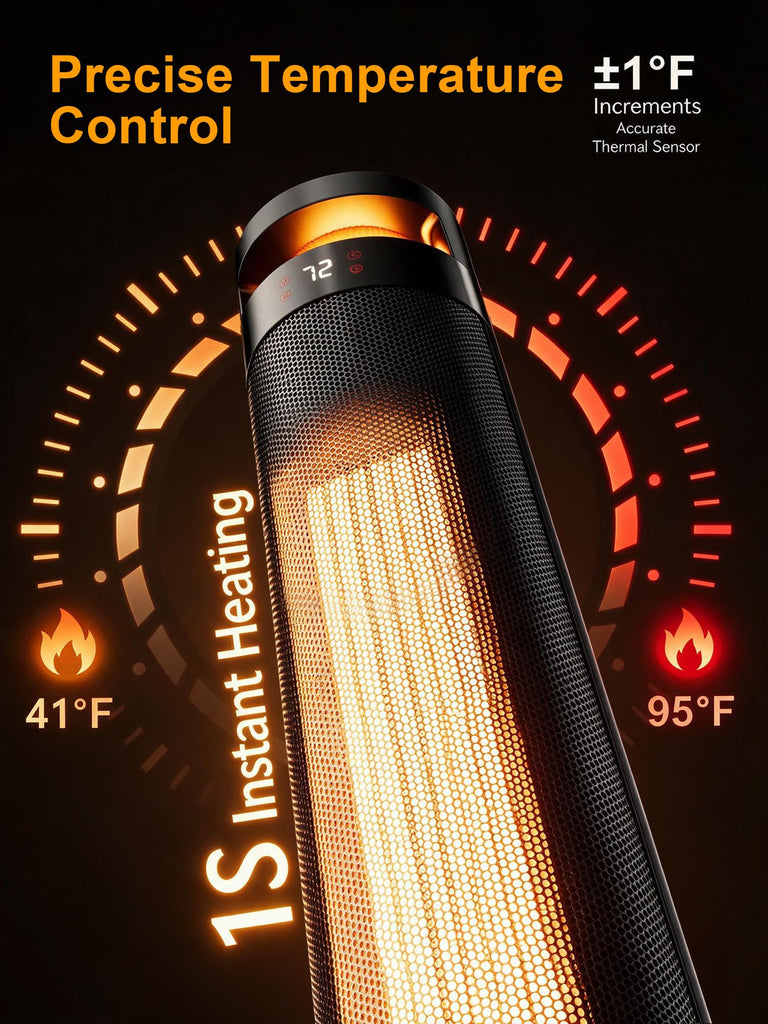 34'' Space Heaters for Indoor Use, 1500W Electric Heaters, 24H Timer