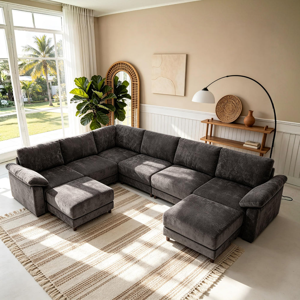 141′′ Oversized Sectional Couch, L Shaped Modular Cloud Sofa