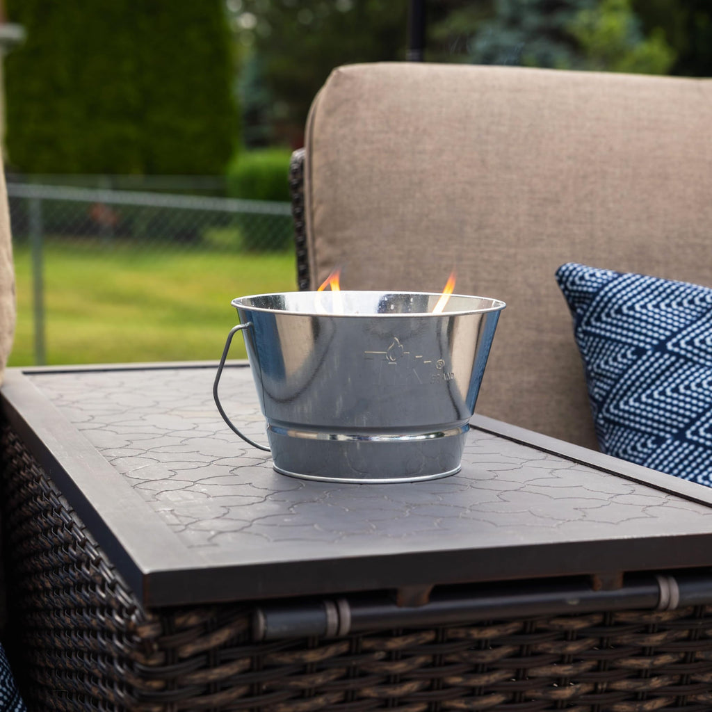 Citronella Candle Bucket for Outdoors, Triple-Wick Galvanized Metal