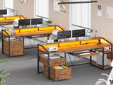 63" Computer Desk, Office Desk with Lock Drawers for Legal/Letter File, Gaming Desk with LED Light & Power Outlet