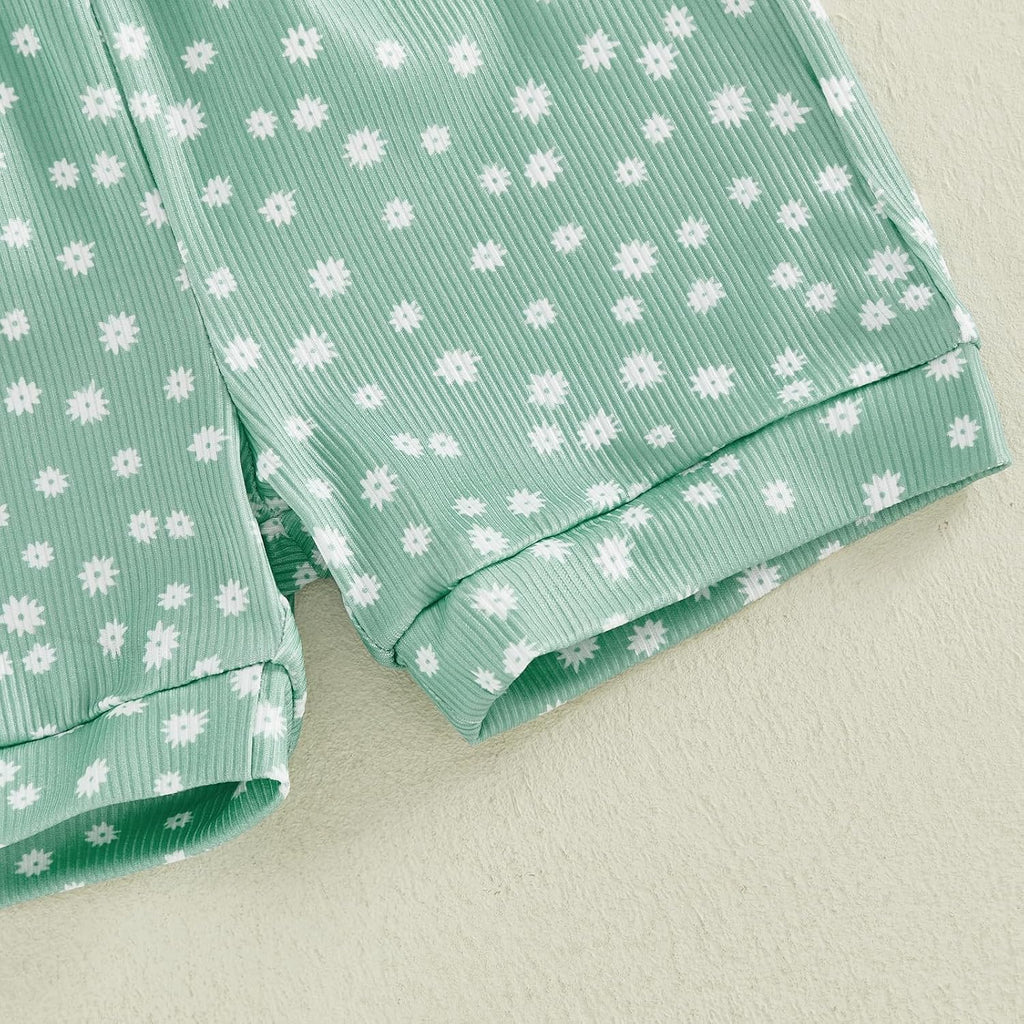 Baby Girl Clothes Summer Floral Romper Tops Shorts Headband Set