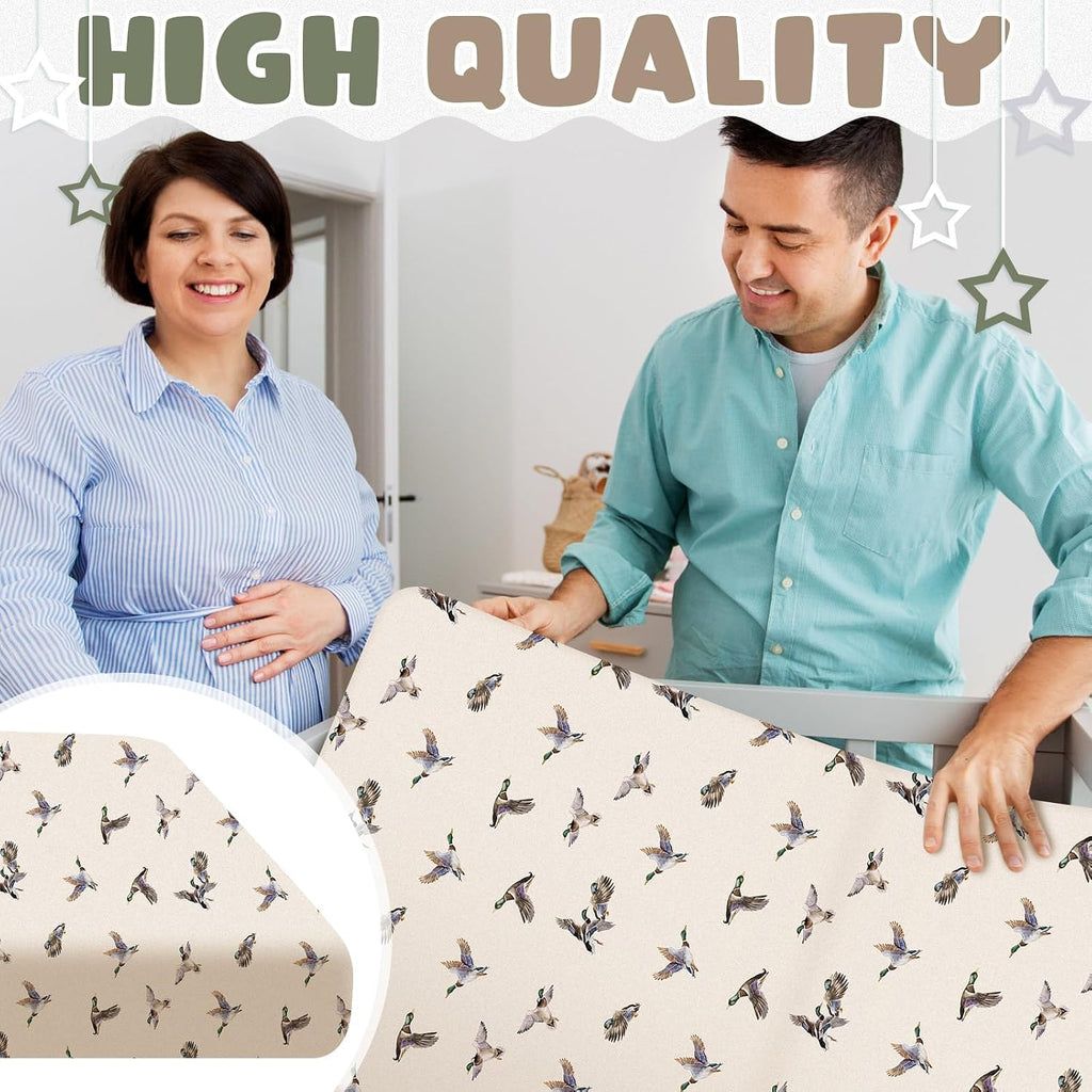 4 Pack Mallard Duck Baby Crib Fitted Sheet 52'' x 28'' Duck Hunting Stretchy Neutral Fitted Crib Mattress Sheet