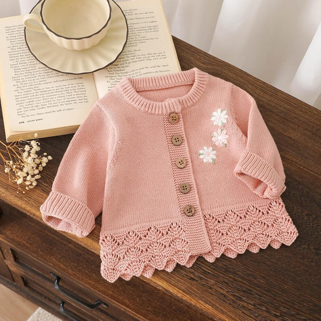 Baby Toddler Cotton Cardigan, Knit Clothes for Baby Girls
