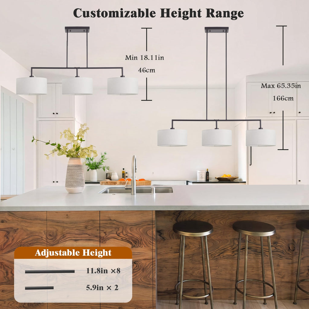 Linear Chandeliers, Black Kitchen Island Lighting 47.24in