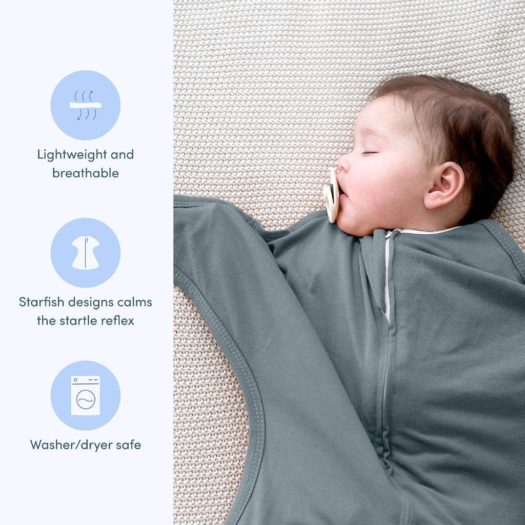 Transition Swaddle Pack - Starfish Design for Self-Soothing & Better Sleep - Ideal for Rolling Babies