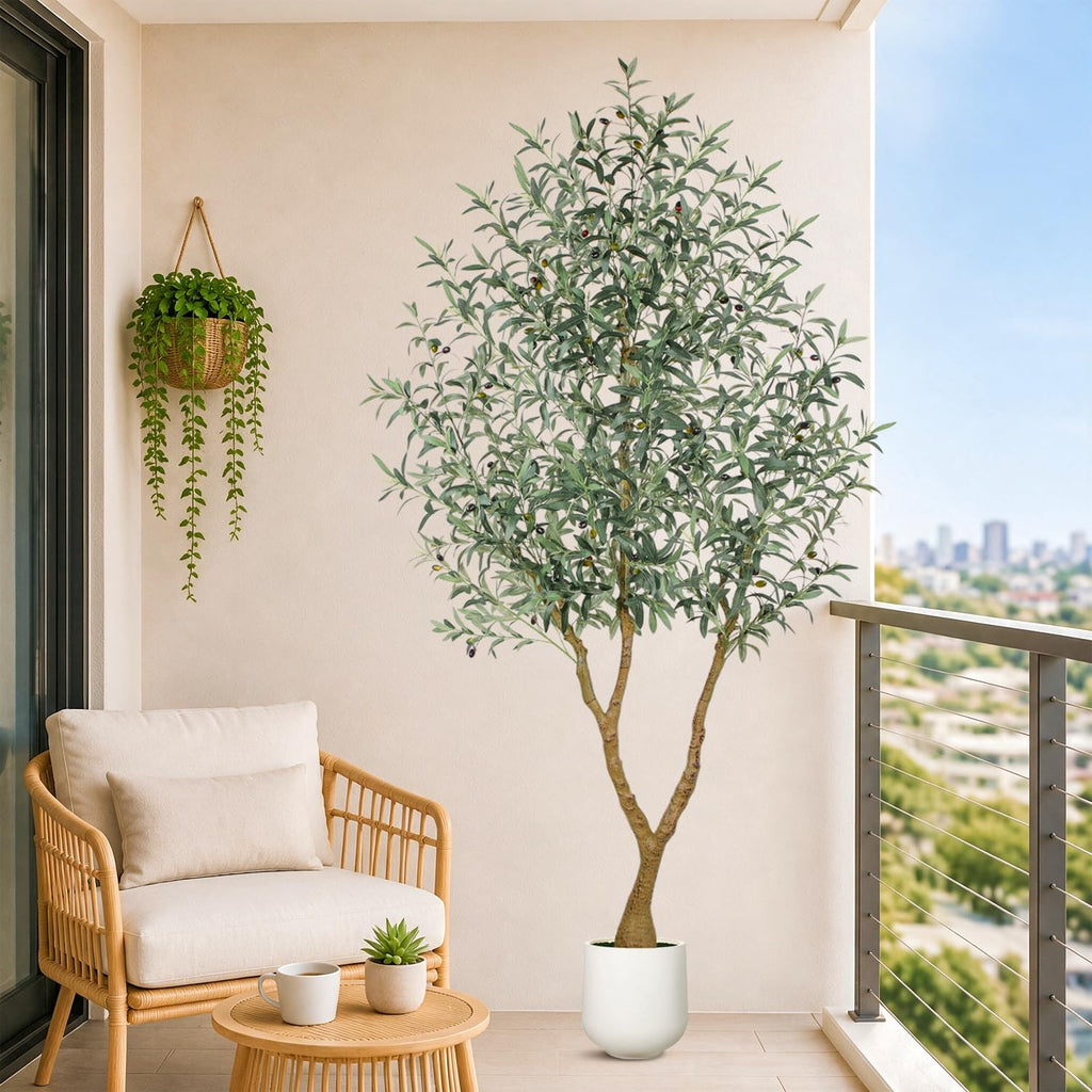 7FT Olive Trees Artificial Indoor - Fake Olive Tree Artificial Plants Indoor Fake Trees with Lifelike Fruits and