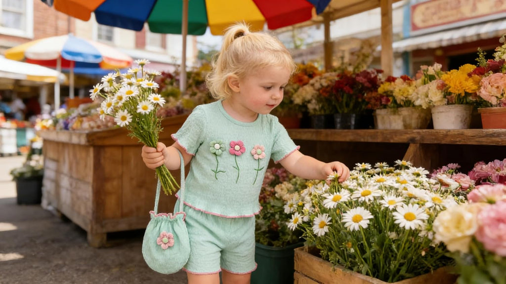 Toddler Baby Girl Clothes Summer Ruffle Short Set Flower Short Sleeves T-Shirt Tops + Shorts Cute Outfits Set