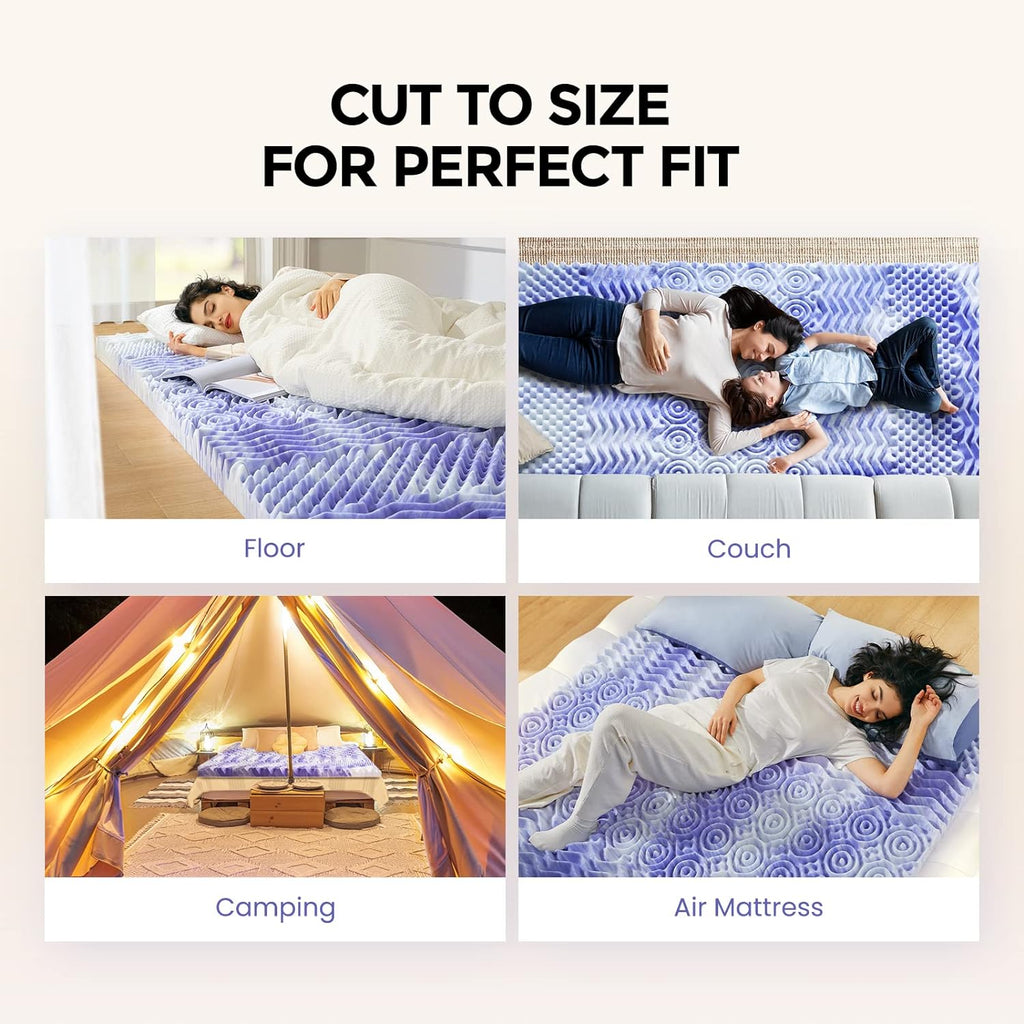 Queen Mattress Topper, 3 Inch 7-Zone Memory Foam Mattress Topper, Gel Infused Foam Mattress Topper for Pressure