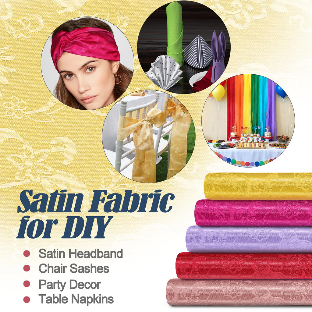 2 Yard Gold Satin Jacquard Fabric 60" Wide for DIY Crafts