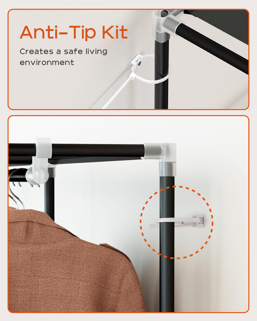 Portable Closet, 48 Inch Large Capacity Wardrobe Closet, Clothes Storage Organizer with Shelves and Hanging Rod, Easy