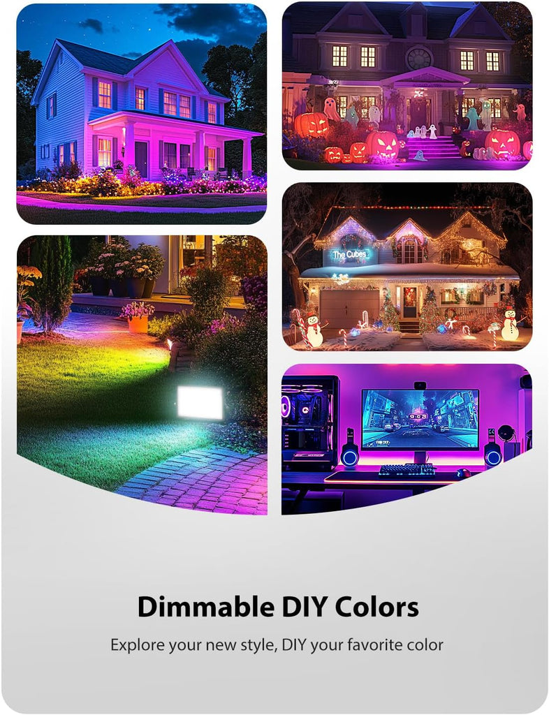 6 Pack RGB LED Flood Light Outdoor, 70W Color Changing Uplights with Remote, 2700K Warm White IP66 Stage Lighting