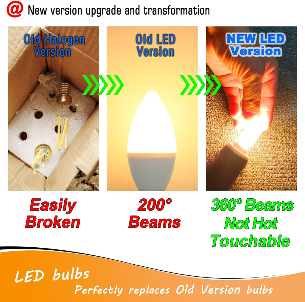 E12 C7 T6 LED Bulb 60 Watt Equivalent 6W 2700K Warm White 550lm