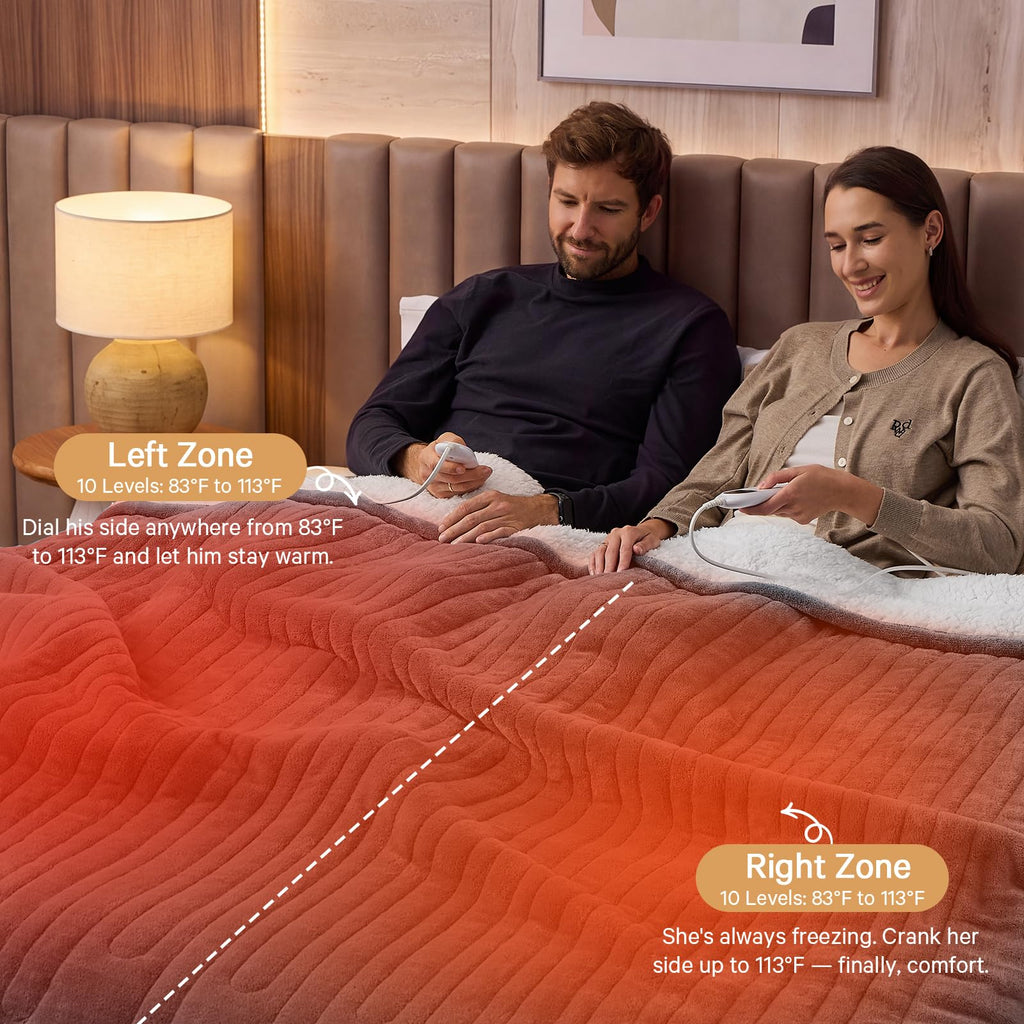 Heated Electric Blanket, Dual Control 84" x 90", Ash Gray