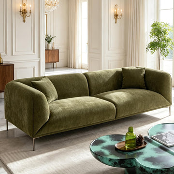 82.7" Modern Sofa Boucle Couch, 2 Pillows, Metal Feet.
