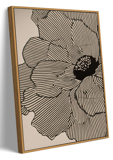 Framed Abstract Floral Line Art Wall Decor, Office Art 12x16