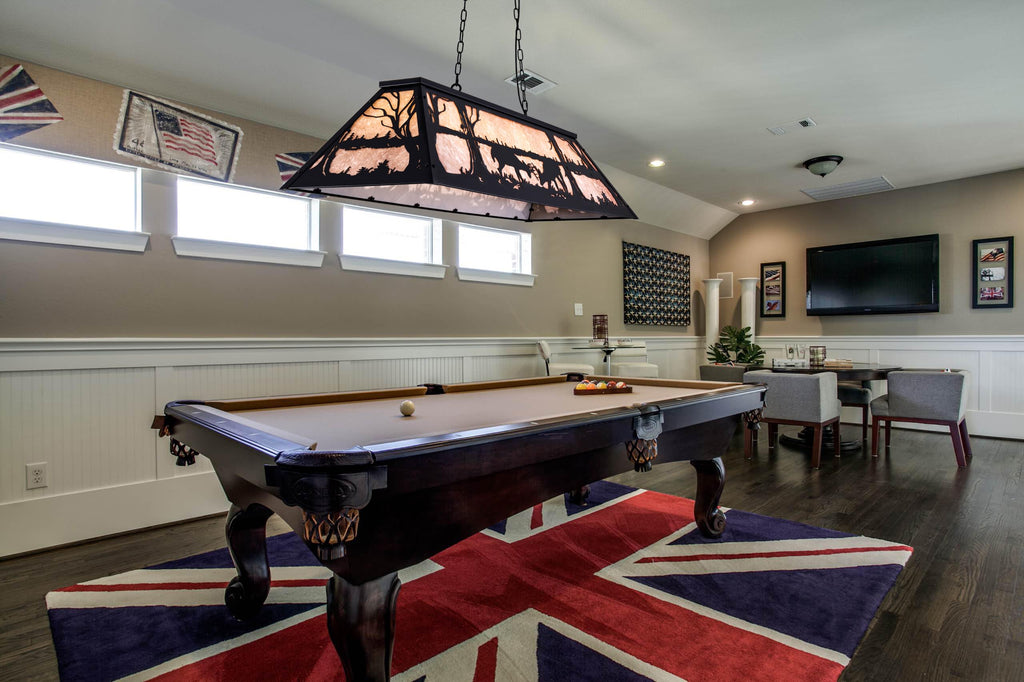 Tiffany Pool Table Light 59 inch, 5 Lights Rustic Deer Chandelier Island, Cabin, Billiards Table Lamp, Farmhouse