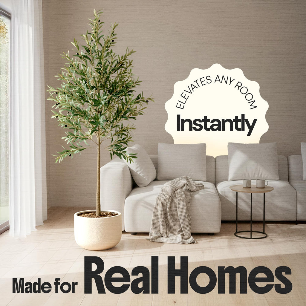 7ft Artificial Olive Tree, Faux Olive Tree Plants, Fake Potted Olive Silk Tree with Branches and Fruits, Artificial