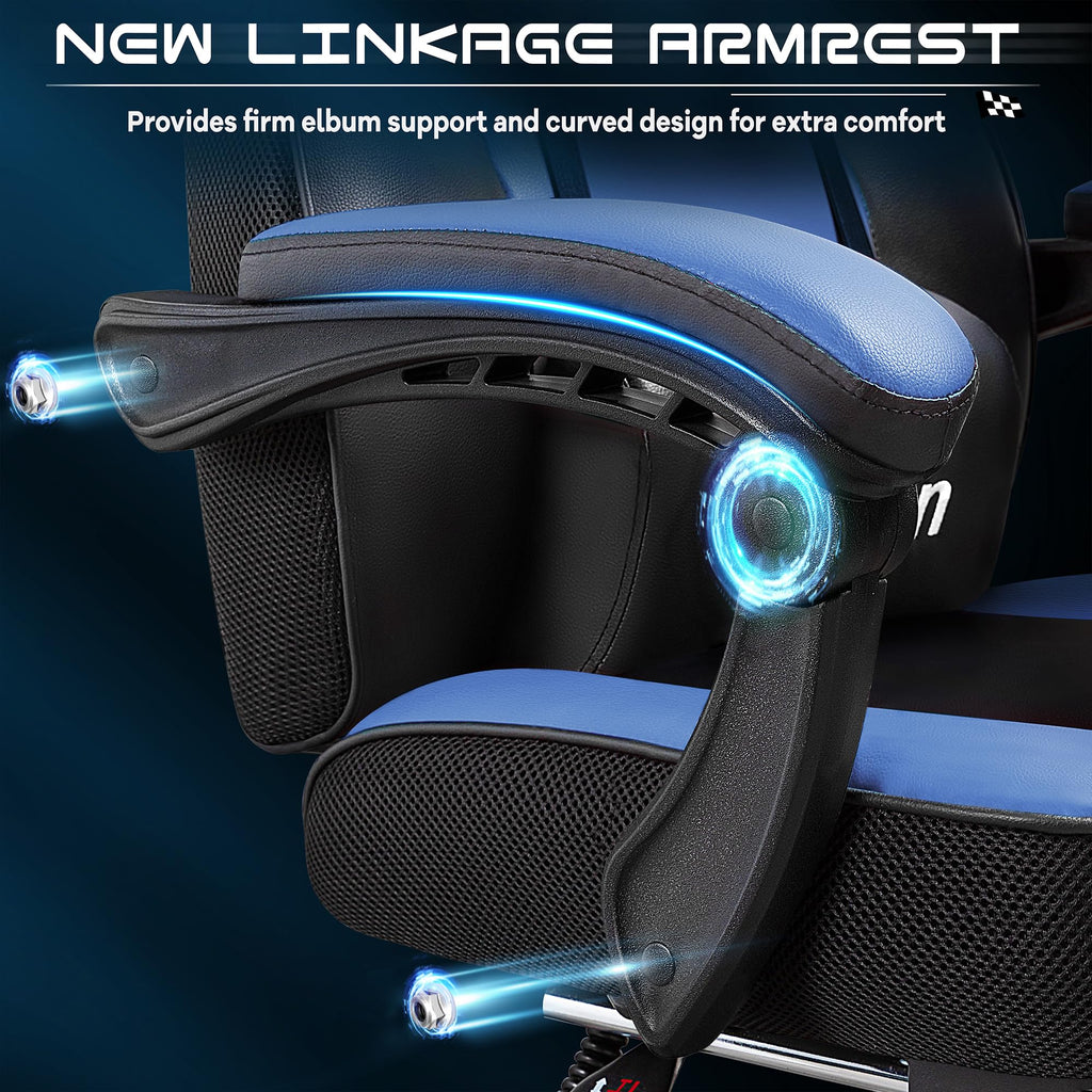 Video Game Chair for Adults, Gaming Chair with Footrest, Big and Tall Computer Chair with Massage Lumbar Support