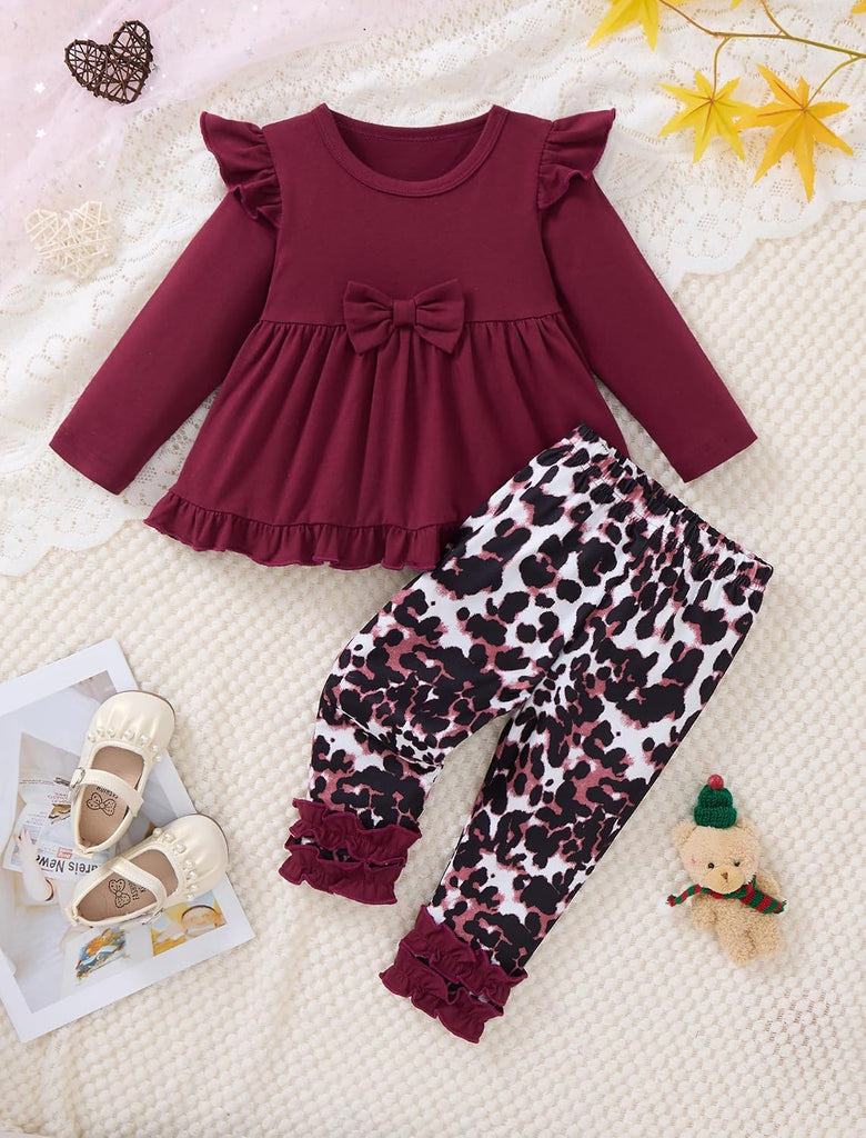 Baby Girl Clothes Toddler Girl Outfits Ruffle Long Sleeve Top and Floral Pants Set Fall Winter Clothes