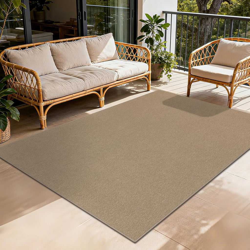 Easy Jute 5x7 ft Outdoor Washable Rug Non Slip Woven Texture Durable Farmhouse Rug for Entryway Pati