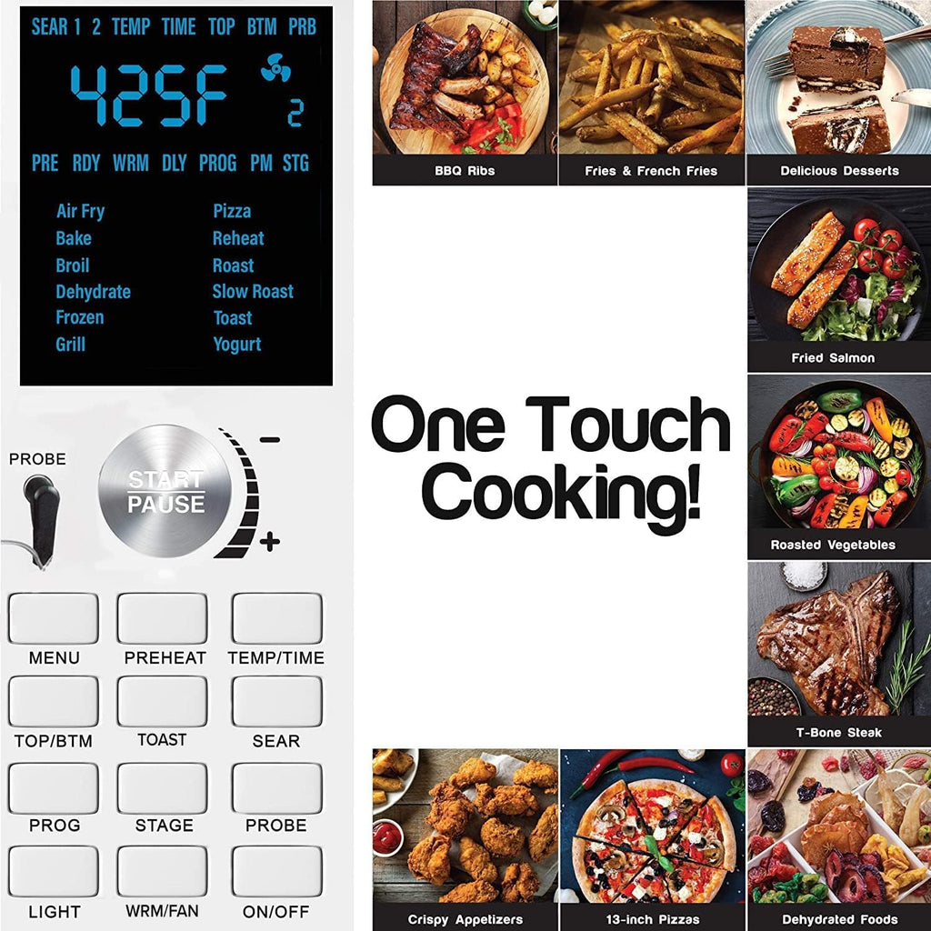 Bravo Air Fryer Toaster Smart Oven, 12-in-1 Countertop Convection, 30-QT XL Capacity, 50°-500°F Controls, Top and