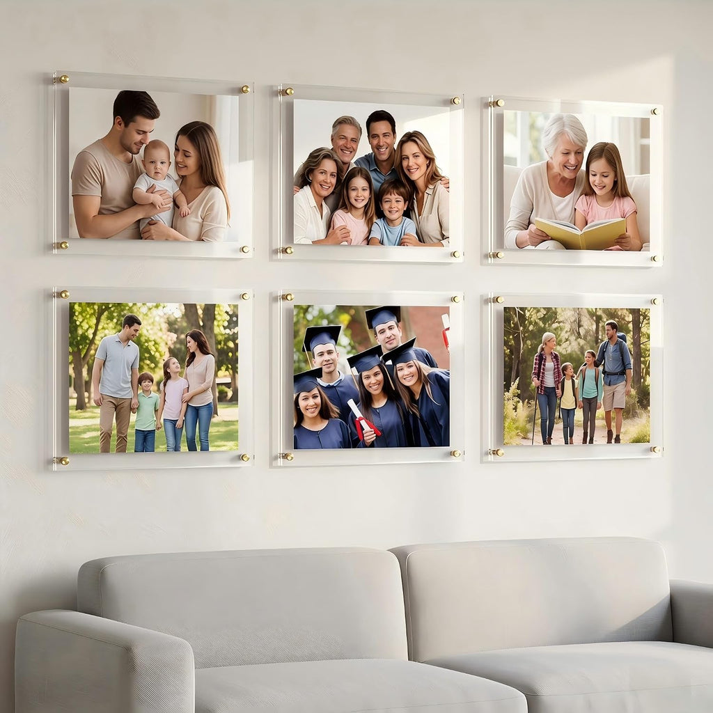 3 Pack 11x14 Acrylic Wall Mount Picture Frame Self Adhesive | Floating Frameless Clear Photo Frame for Diploma