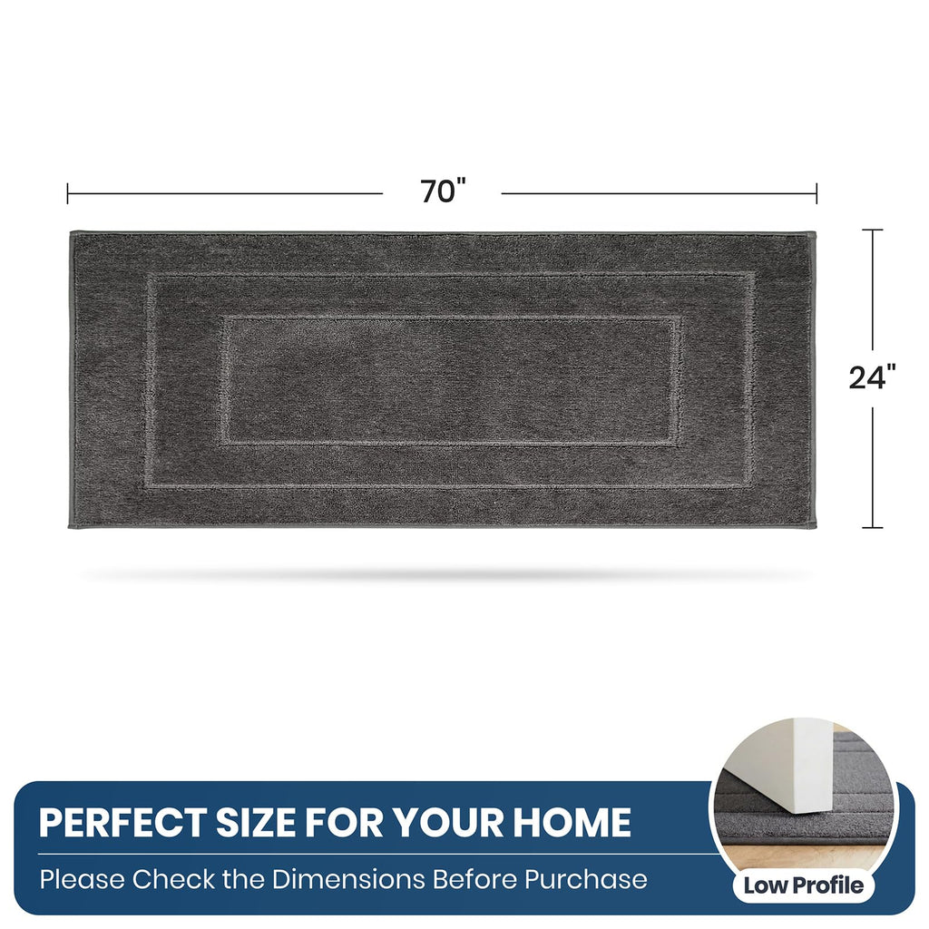 Kitchen Runner Rug, Kitchen Mat, 24" x 70", Grey