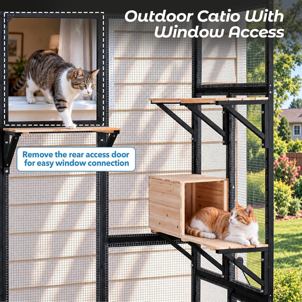 Walk-in Catio, Outdoor Wooden Cat Enclosure with Asphalt Roof