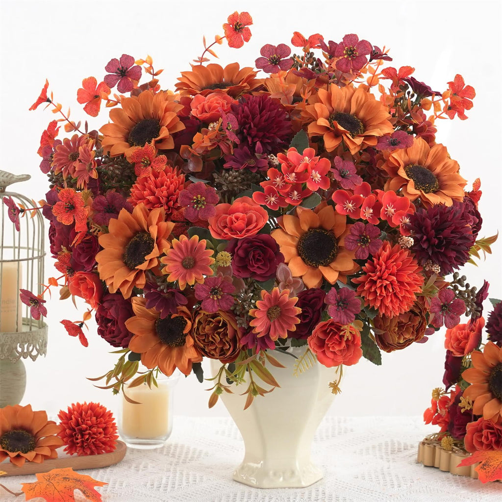 Mixed 10 Pcs Fall Artificial Sunflower Peony | Casa Home Living