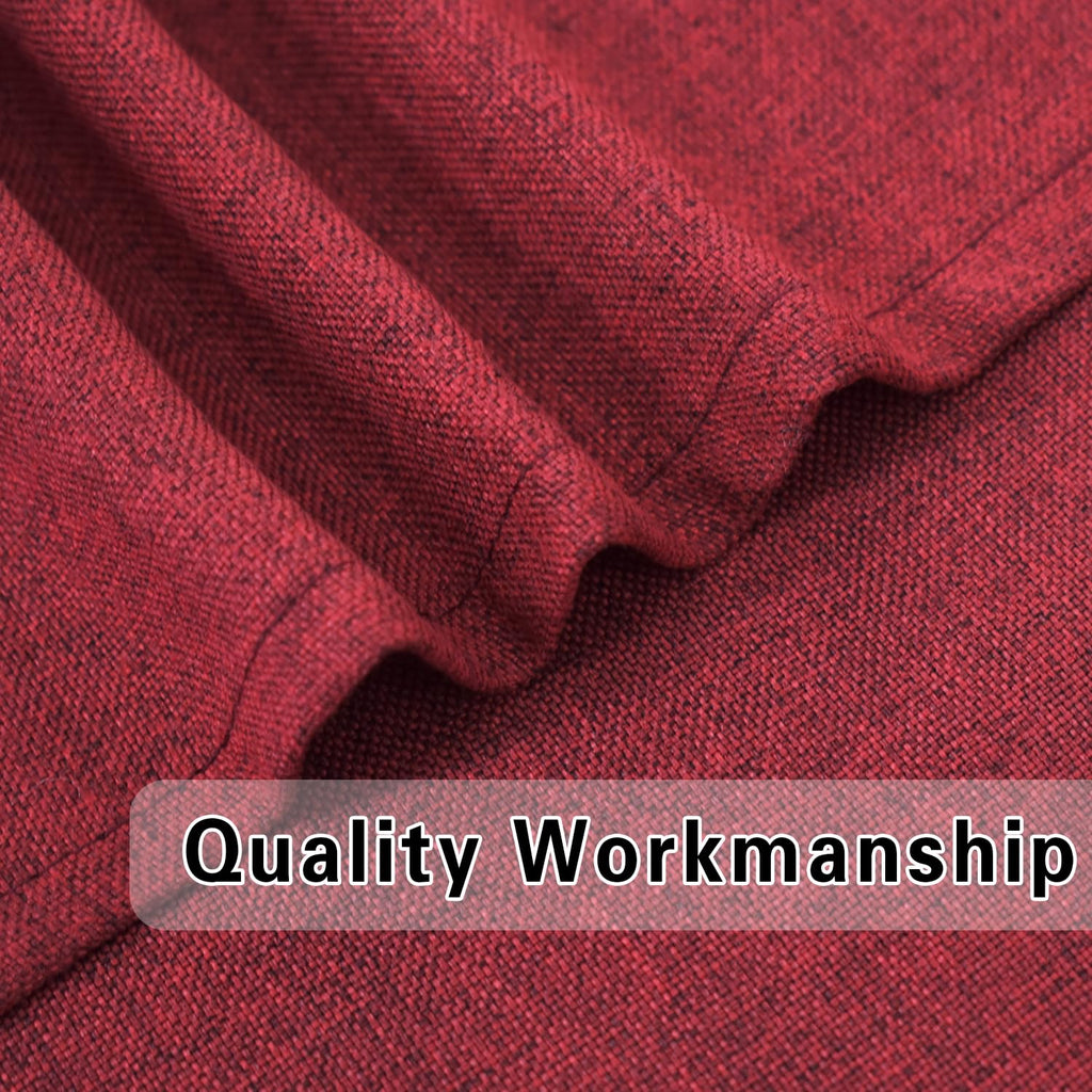 Red Tier Linen Textured Kitchen Window Curtains - 36 Inch Burgundy Cafe Curtains - Privacy Panels for Sink, Bathroom