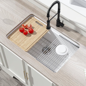 30 x 19 Inch Undermount or Drop In Workstation Kitchen Sink White