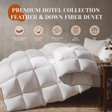 Goose Feather Down Fiber Cotton Comforter Queen, Ultra-Soft Duvet Insert, Hotel Collection White Qui