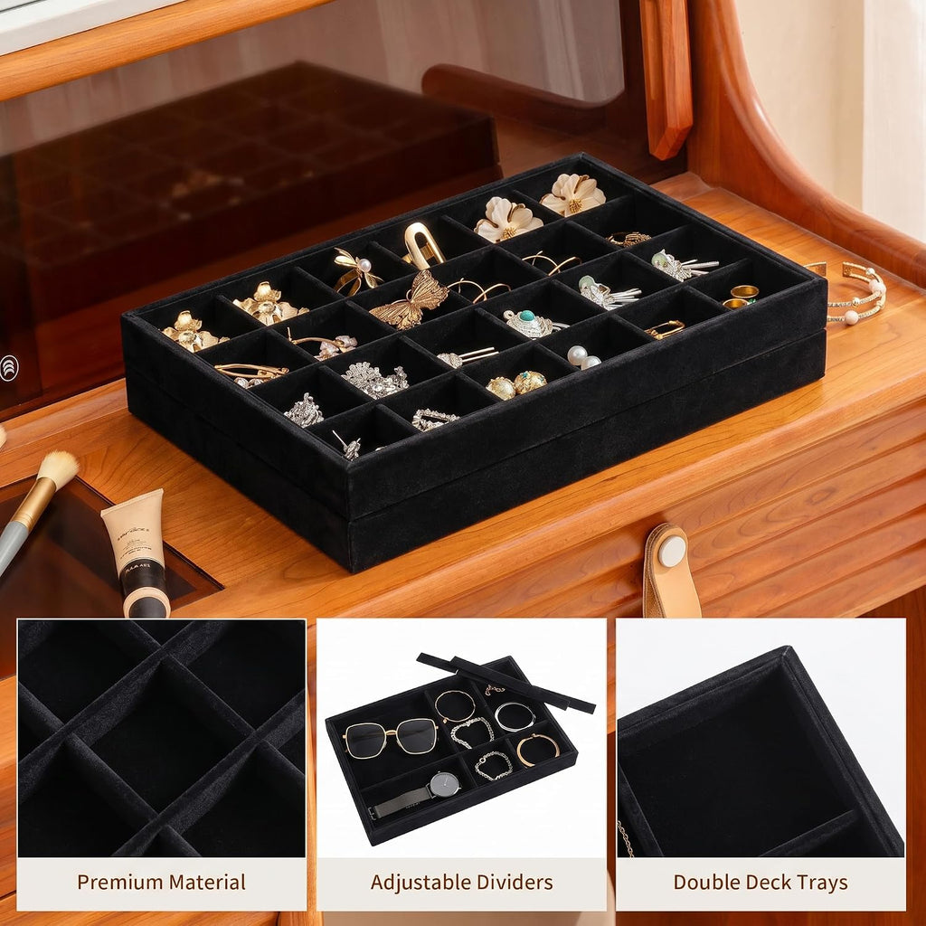 Jewelry Trays for Drawer Jewelry Organizer and Storage - Set of 2
