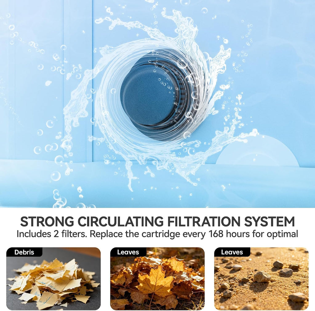 4 to 6 Person Inflatable Hot Tub, Portable Outdoor Spa with 150 AirJets, 6 LED Color Lights & Filter System, 77" x 28"