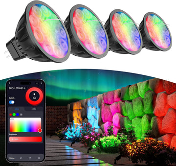 Smart MR16 Bulb, 12V WiFi MR16 LED Bulb RGBW Color Changing 4pcs