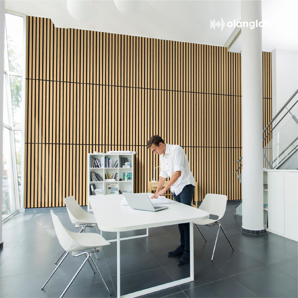 Wood Slat Wall Panels 4 Pack, Acoustic Wall Panels, 47.24'' x 23.62" Each 3D Wall Panels for Interior Wall Decor