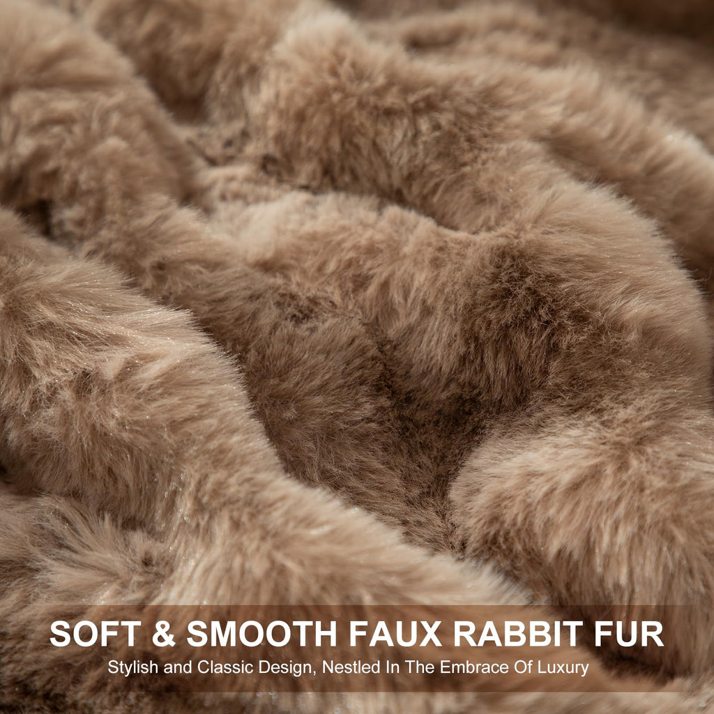 Faux Fur Electric Blanket for Women Gift, Tie-Dye Brown