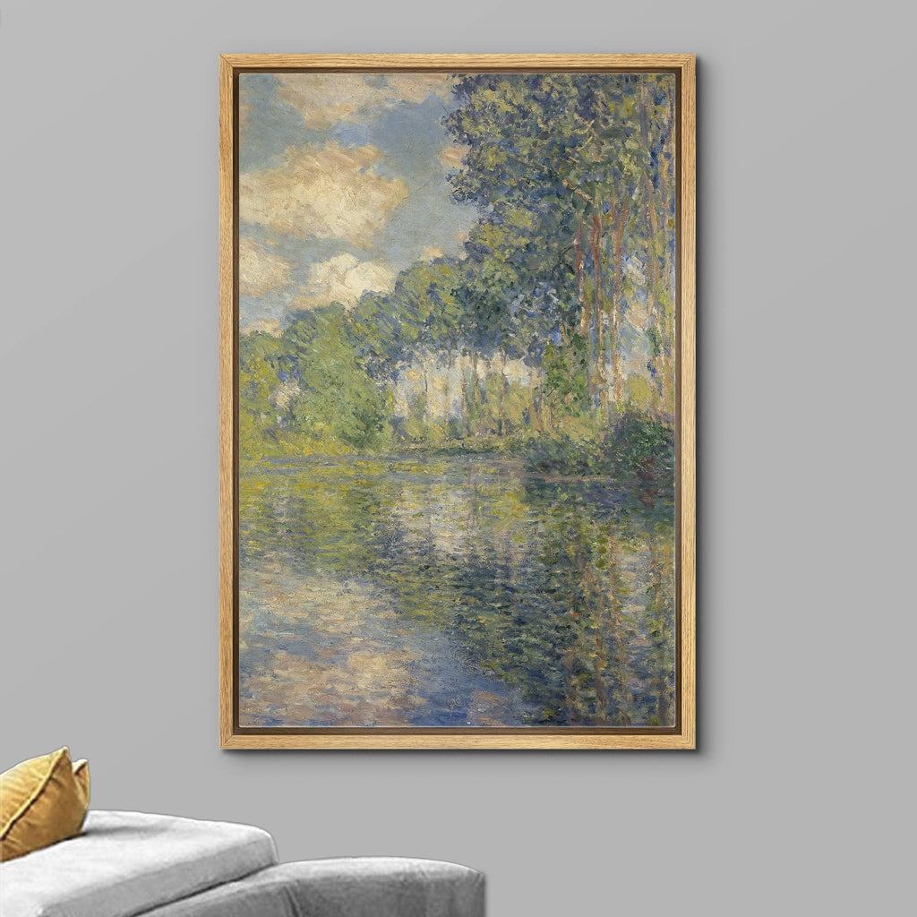 Framed Canvas Print Wall Art Verdant Forest Landscape Claude Monet Classical Illustrations Fine Art Decorative