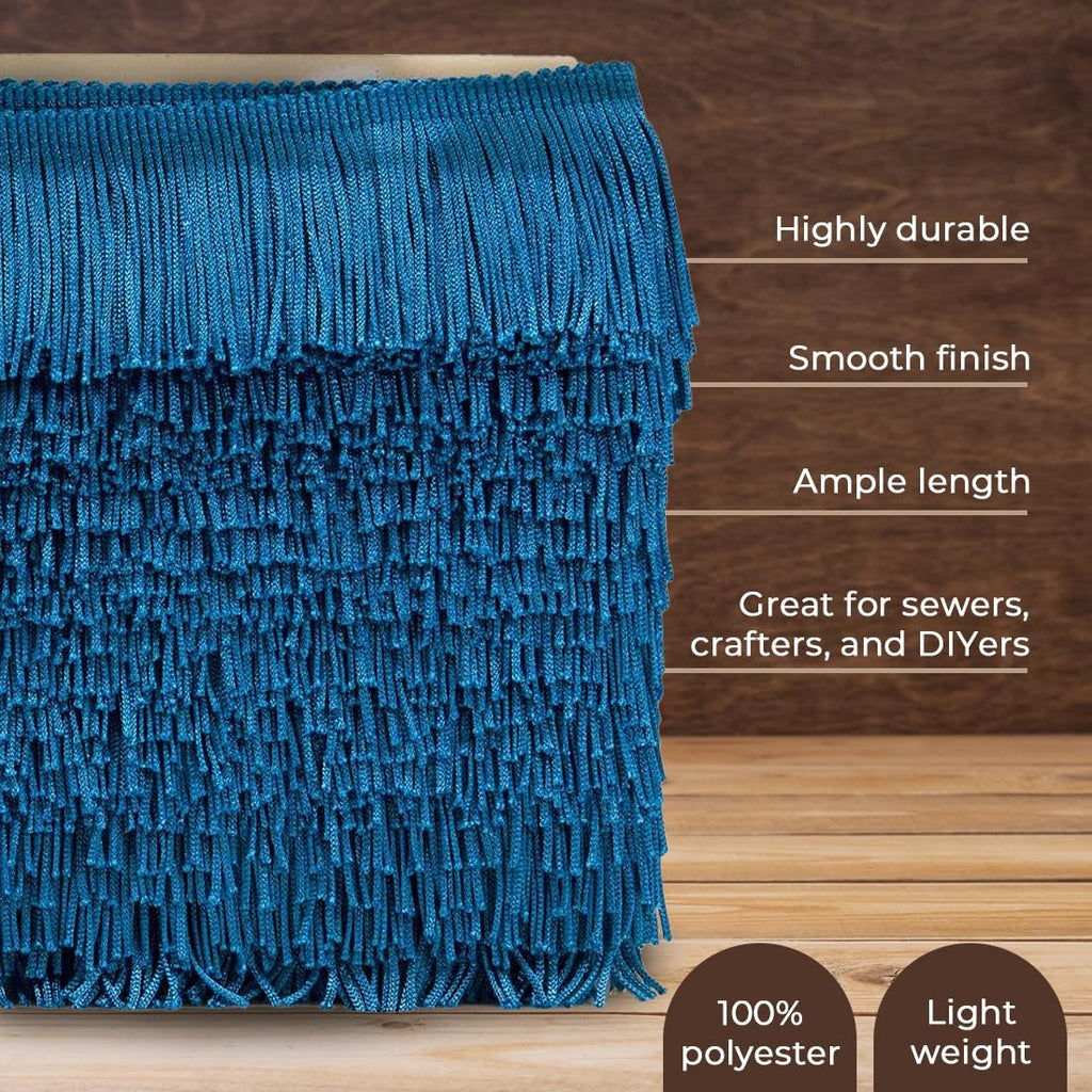 4" Chainette Fringe Trim, Polyester-Made Decorative Fringe Trim, For Costumes, Uniforms, Home Decor, and Party