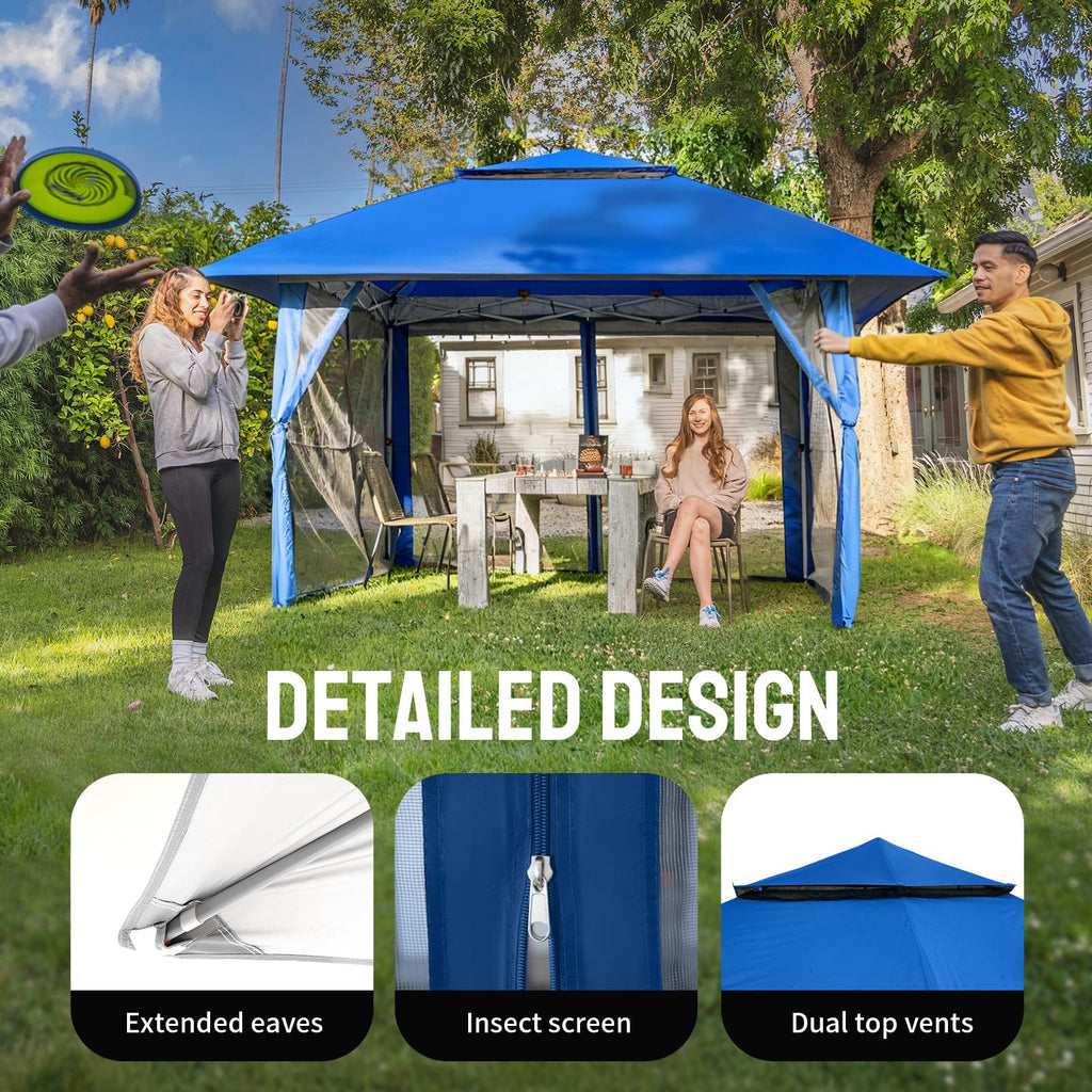 13x13 Pop Up Gazebo, Outdoor Canopy Tent, Blue