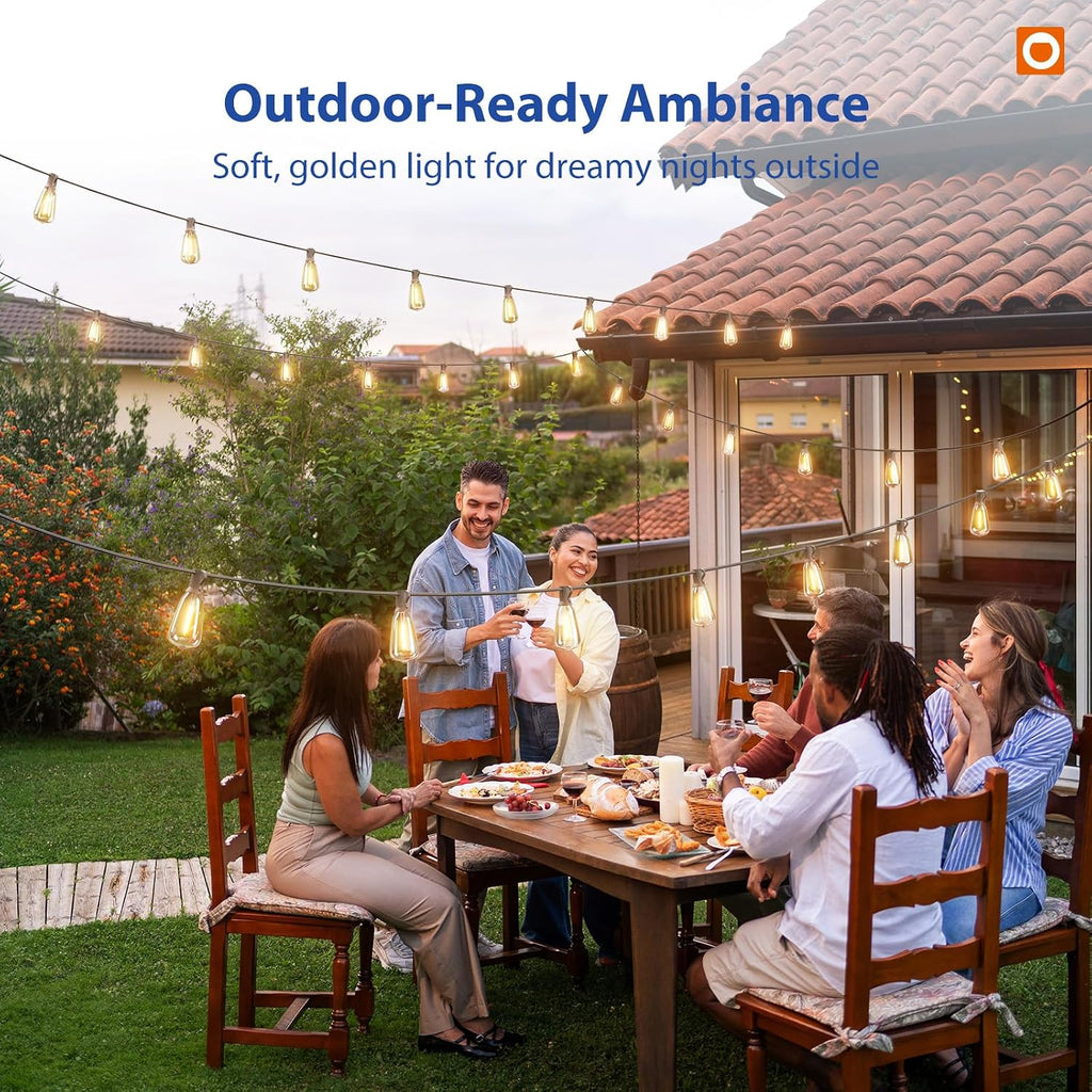200FT(50FT*4) Outdoor String Lights ST38 LED with Remote Waterproof