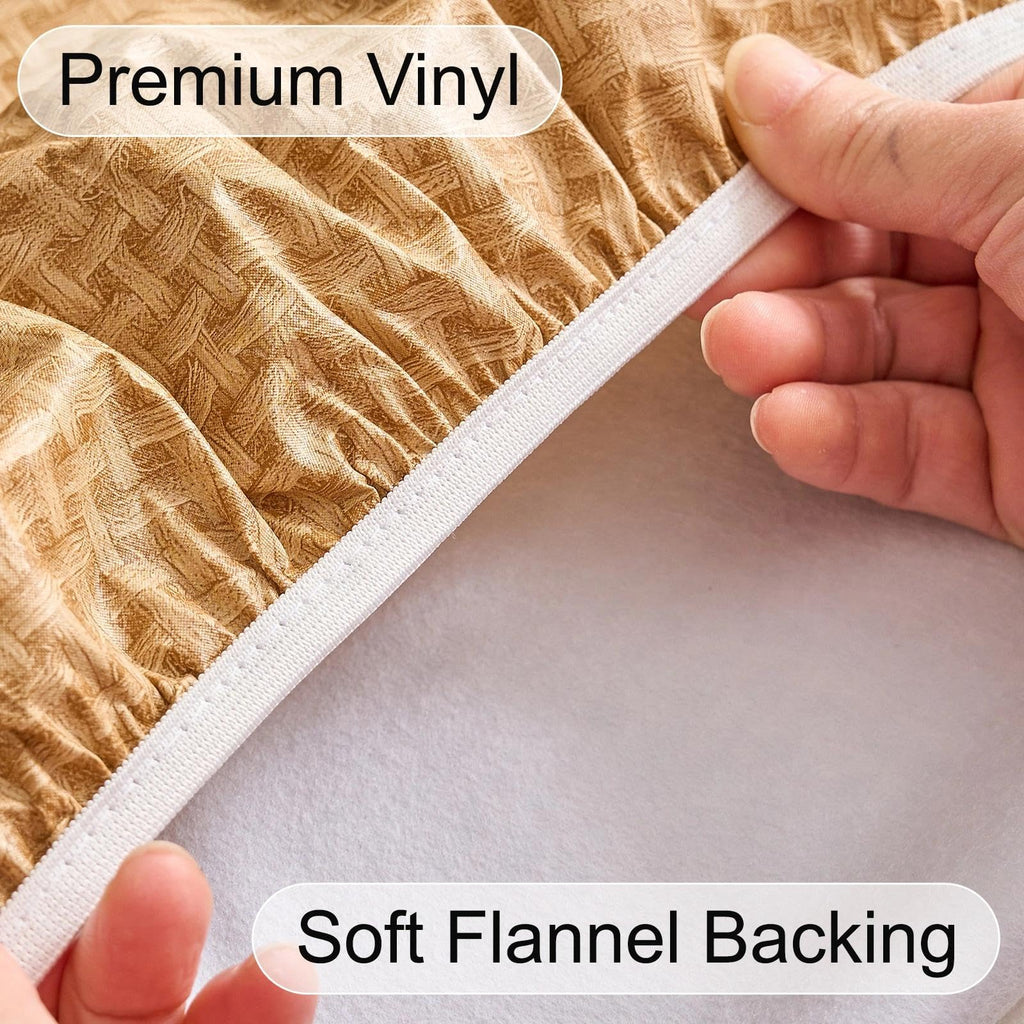 Vinyl Round Tablecloth, Fitted Table Cloth for 57"-65" Tables