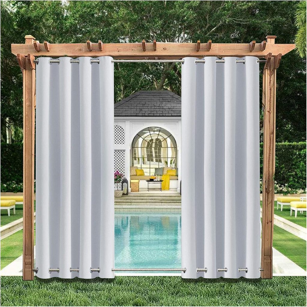 Outdoor Curtains Waterproof Windproof, Privacy, Weatherproof Outside Drapes for Pergola Gazebo Porch Yard, Grommet