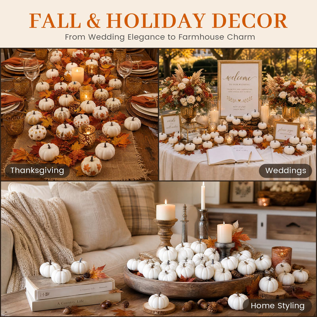 12 PCS Small White Pumpkins for Decor, Fake Pumpkins to Paint
