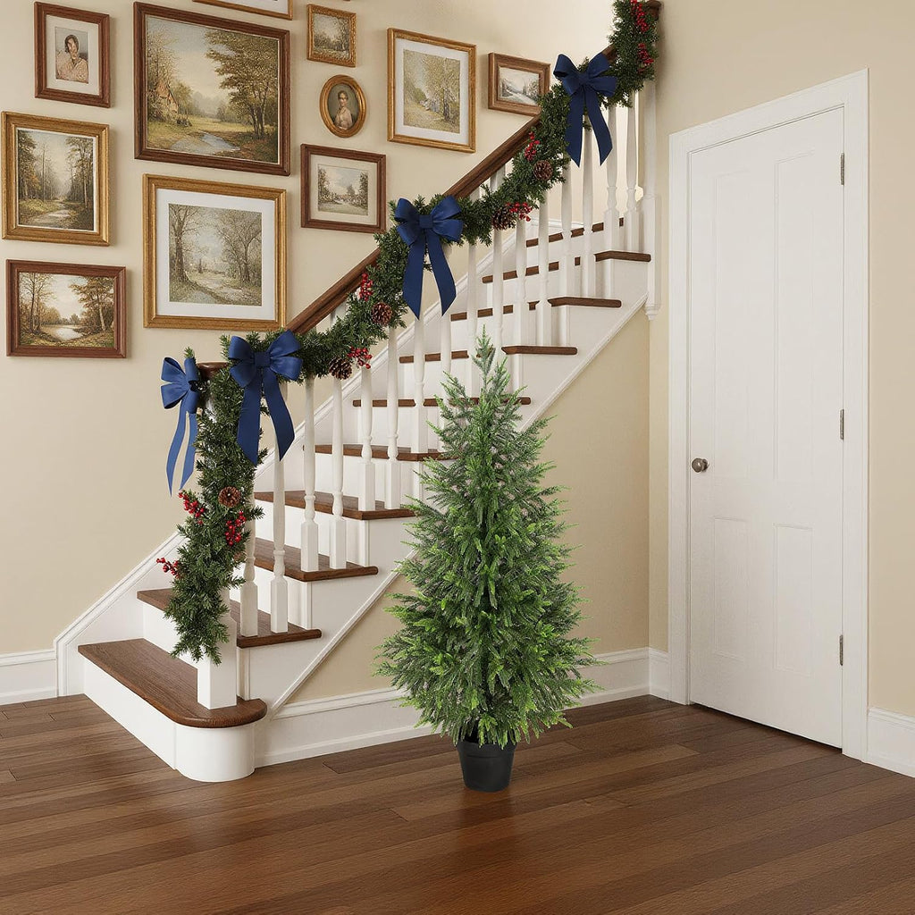 4ft Artificial Norfolk Pine Christmas Tree for Outdoor, 48in Real Touch Faux Norfolk Pine Christmas Tree with Black