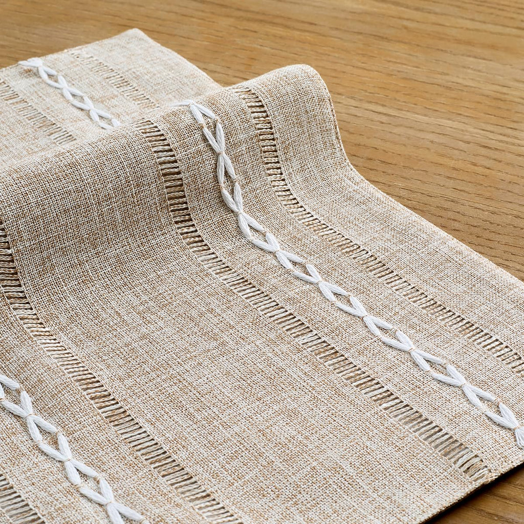Linen Place Mats, Brown Embroidered Placemats Set of 4